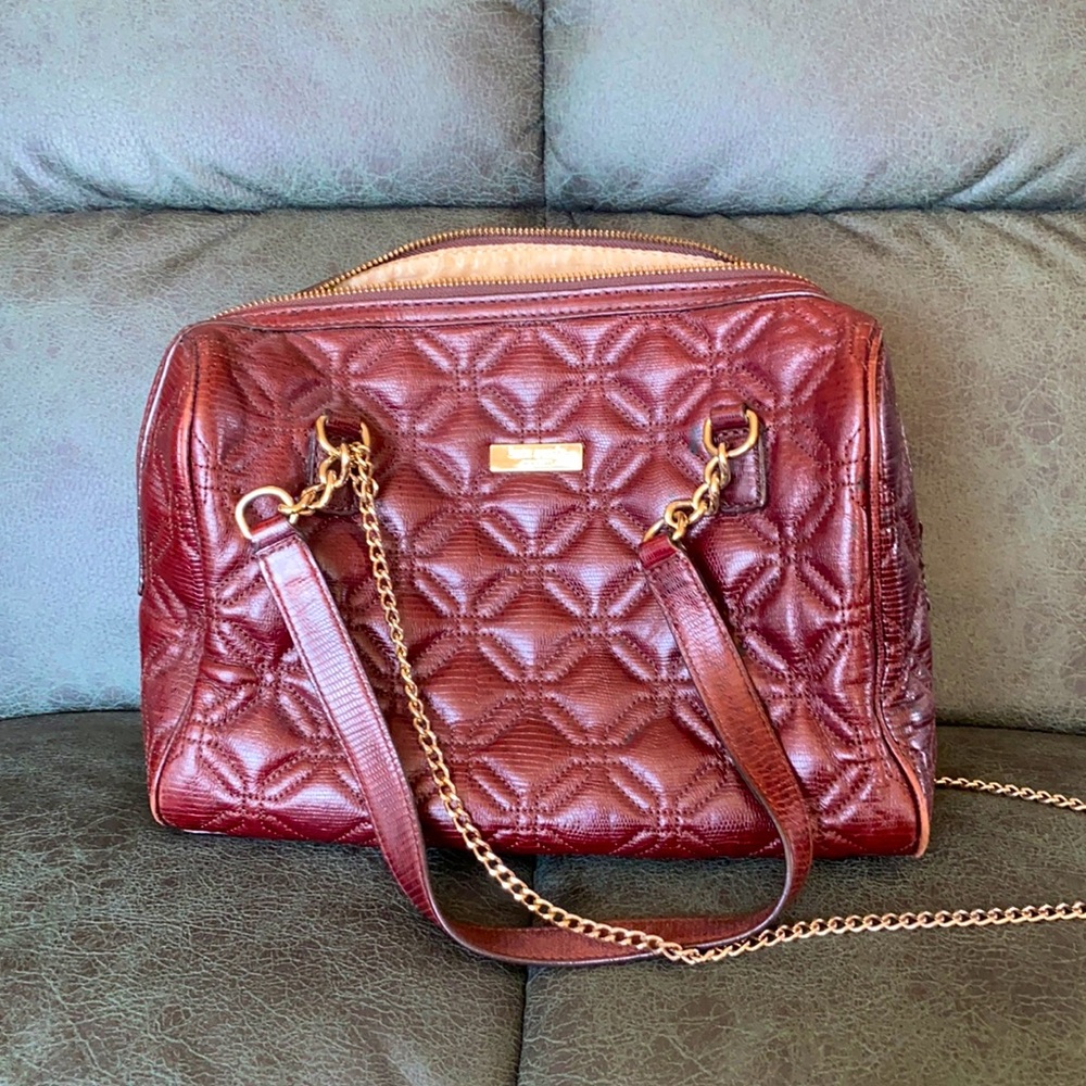 Kate spade quilted burgundy handbag